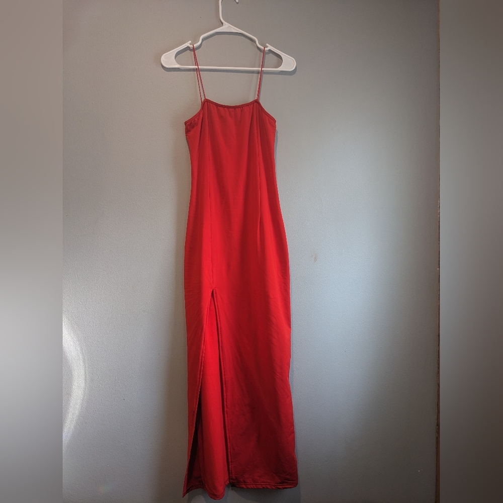 Never worn stretchy long red dress size medium